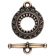 Fermoir T rond 16.5 mm - motif ethnique - Bronze x1|raw }}