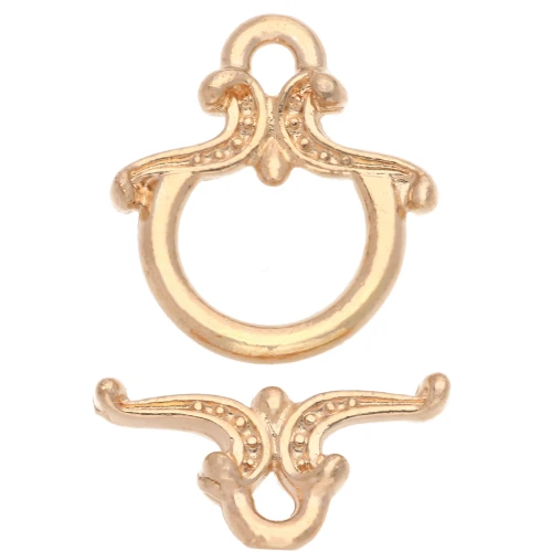 Fermoir T arabesque travaillé 13x12 mm - Doré à l'or fin x1