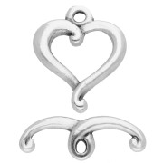 Fermoir T coeur 17x14 mm - Placage Argent fin vieilli x1