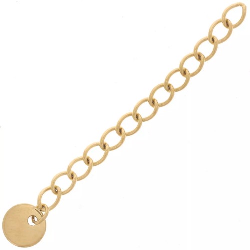 Chainette d'extension maille Rombo 44 mm & médaille - Acier inox 304 Doré x10
