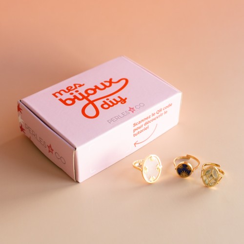 Mes bijoux DIY - Kit de 3 bagues en acier inox 316L avec pierres naturelles