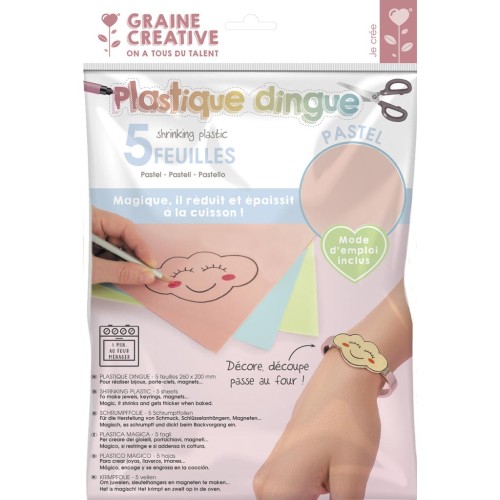 Plastique dingue 26x20 cm - Couleurs pastels x5