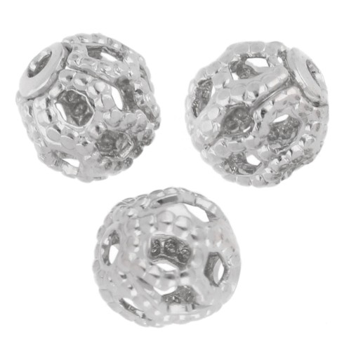 Perles rondes filigranées 4 mm - Argenté x20