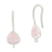 Crochets d'oreilles 27 mm Rose Water Opal/Placage argent fin x2