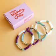 Mes bijoux DIY - Kit de 4 bracelets élastiques avec perles tubes - Version Doré