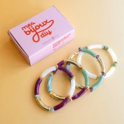 Mes bijoux DIY - Kit de 4 bracelets élastiques avec perles tubes - Version Doré