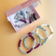Mes bijoux DIY - Kit de 4 bracelets élastiques avec perles tubes Version Argenté
