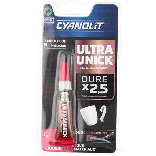 Colle Cyanolit - Ultra Unick liquide avec embout de précision - Transparent x3gr