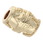 Perle tube travaillé 10x7.5 mm - Doré à l'or fin x1