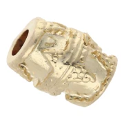 Perle tube travaillé 10x7.5 mm - Doré à l'or fin x1