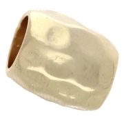 Perle tube martelé 12x11 mm - Doré à l'or fin x1
