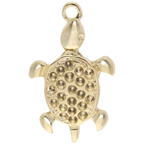 Pendentif tortue 27x15.5 mm pour cabochon 1.8 mm - Doré à l'or fin x1