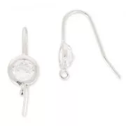 Crochets d'oreilles 19 mm Crystal/Placage argent fin x2