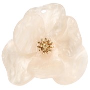 Pendentifs fleur en relief 40 mm en Acrylique Acier inox Doré Beige marbré x2|raw }}