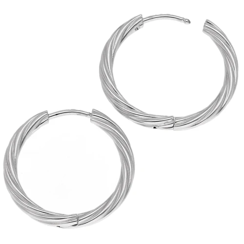 Créoles rondes torsadées 21 mm - Fil 2.3 mm - Acier inoxydable 304 x2