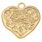Pendentif coeur irrégulier martelé 23x24 mm - Acier inoxydable 304 Doré x1