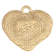 Pendentif coeur irrégulier martelé 23x24 mm - Acier inoxydable 304 Doré x1