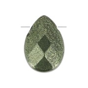 Perles Briolettes plates 14x10 mm en pierre gemme Pyrite x4|raw }}