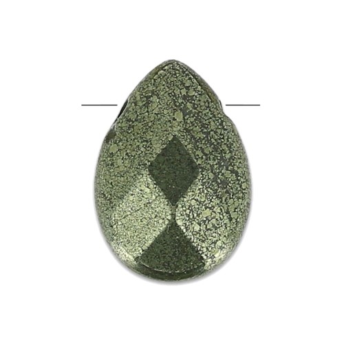 Perles Briolettes plates 14x10 mm en pierre gemme Pyrite x4