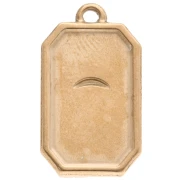 Pendentif rectangle motif oeil 20x11 mm résine époxy Acier inox 304 Doré Bleu x1