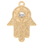 Pendentif main de Fatma avec étoile de David 28x19 mm Acier inoxydable 304 Doré x1