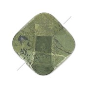Perle Carrée facettée 12 mm en pierre gemme Pyrite x1