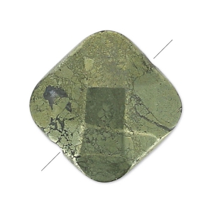 Perle Carrée facettée 12 mm en pierre gemme Pyrite x1