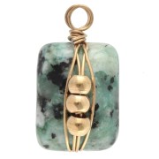 Breloque rectangle 13x6 mm pierre gemme Turquoise African Acier inox 304 Doré x1|raw }}