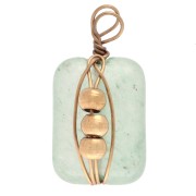 Breloque rectangle 13x6 mm - pierre gemme teintée Aventurine - Acier inox 304 Doré
