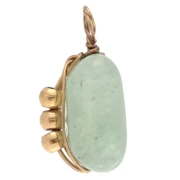 Breloque rectangle 13x6 mm - pierre gemme teintée Aventurine - Acier inox 304 Doré