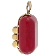 Breloque rectangle 13x6 mm pierre gemme teintée Cornaline - Acier inox 304 Doré