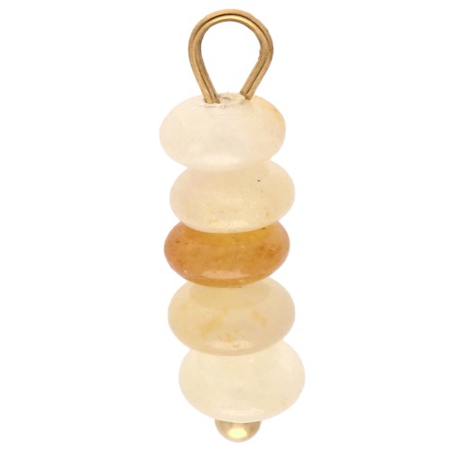 Breloque rondelles 4.5 mm - Pierre gemme Jade teinté - Acier inox 304 Doré x1