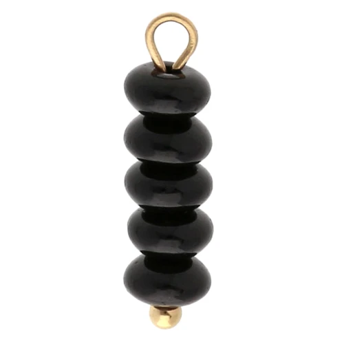 Breloque rondelles 4.5 mm - Pierre gemme Obsidienne - Acier inox 304 Doré x1