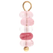 Breloque rondelles 4.5 mm gemme teintée Strawberry quartz - Acier inox 304 Doré