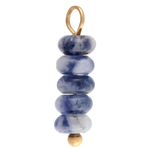 Breloque rondelles 4.5 mm - Pierre gemme Sodalite - Acier inox 304 Doré x1