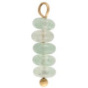 Breloque rondelles 4.5 mm pierre gemme teintée Aventurine - Acier inox 304 Doré