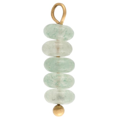 Breloque rondelles 4.5 mm pierre gemme teintée Aventurine - Acier inox 304 Doré