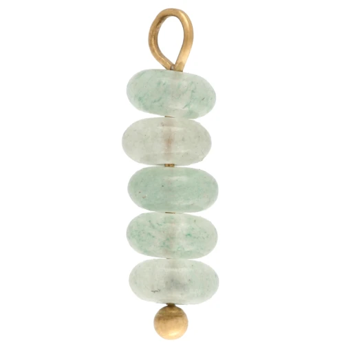 Breloque rondelles 4.5 mm pierre gemme teintée Aventurine - Acier inox 304 Doré
