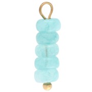 Breloque rondelles 4.5 mm Gemme teintée Aventurine bleue - Acier inox 304 Doré