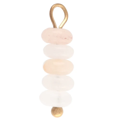 Breloque rondelles 4.5 mm Pierre gemme Aventurine rose - Acier inox 304 Doré x1