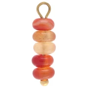 Breloque rondelles 4.5 mm pierre gemme Cornaline - Acier inox 304 Doré x1