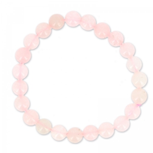 Bracelet élastique 18 cm en perles rondes 8.5 mm Quartz Rose