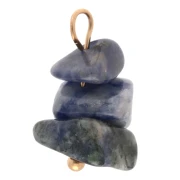 Breloque chips 16 mm pierre gemme Sodalite - Acier inoxydable 304 Doré x1