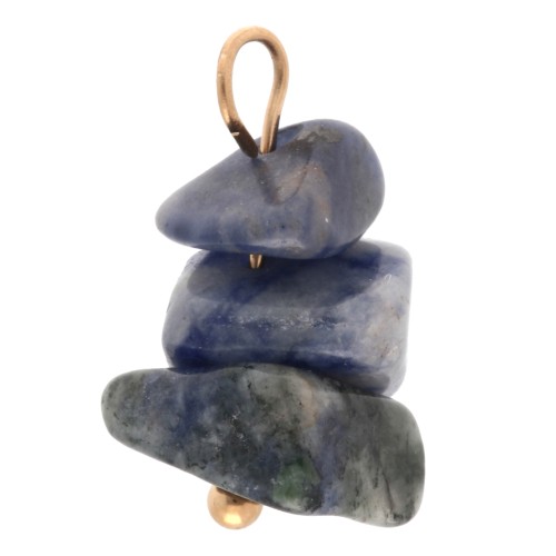Breloque chips 16 mm pierre gemme Sodalite - Acier inoxydable 304 Doré x1