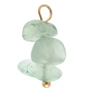 Breloque chips 16 mm pierre gemme teintée Aventurine - Acier inoxydable 304 Doré