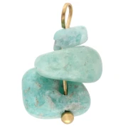 Breloque chips 16 mm Amazonite teintée - Acier inoxydable 304 Doré x1