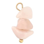 Breloque chips 16 mm pierre gemme Quartz rose - Acier inoxydable 304 Doré x1