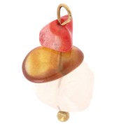 Breloque chips 16 mm pierre gemme Cornaline - Acier inoxydable 304 Doré x1