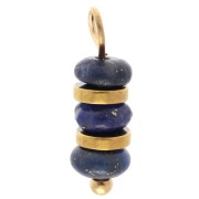 Breloque rondelles 4 mm et gemme Lapis lazuli - Acier inoxydable 304 Doré x1