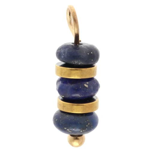 Breloque rondelles 4 mm et gemme Lapis lazuli - Acier inoxydable 304 Doré x1